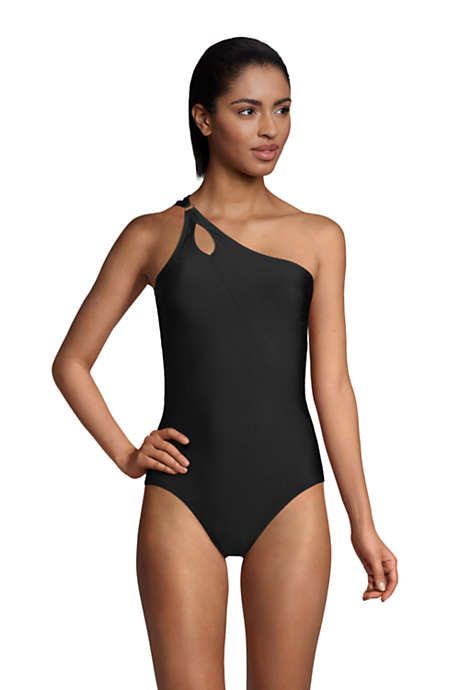 Women's Chlorine Resistant Tummy Control One Shoulder One Piece Swimsuit Adjustable Strap | Lands' End (US)