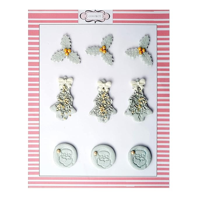 Confect Assorted Christmas Mix Silver Pack of 9 | Edible Christmas cake topper | Cake decoration ... | Amazon (US)