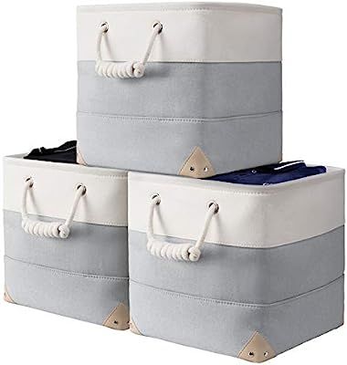 Large Canvas Storage Cubes Bins 13x13 inch, Fabric Closet Storage Cubes Baskets for Shelves Organ... | Amazon (US)