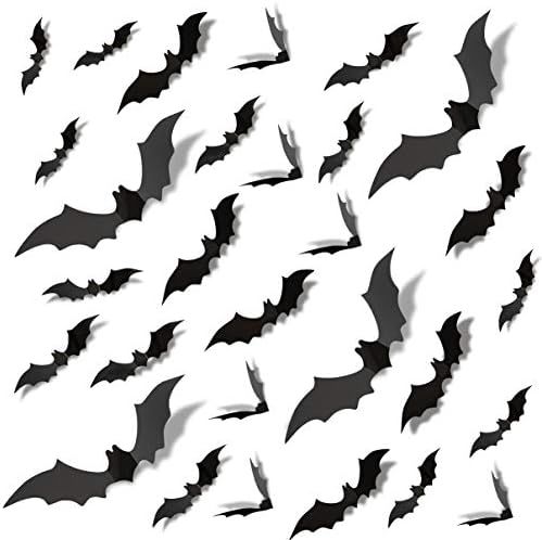 Korlon 180 Pcs Halloween Bats Decorations Wall Decals Stickers 3D Bats Wall Decor Black Removable... | Amazon (US)