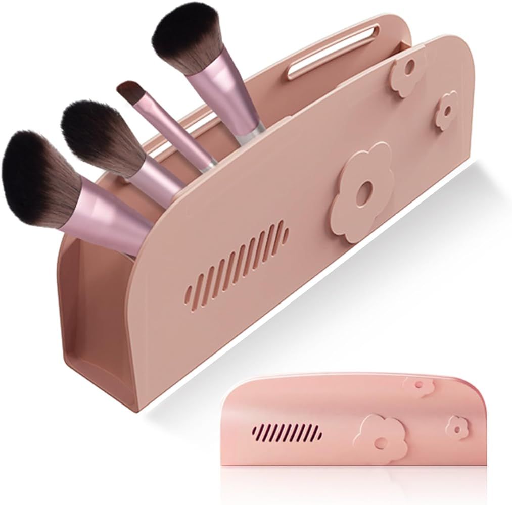 Travel Silicone Makeup Brush Holder with Breathable Lightweight Cosmetic Organizer Bag - Portable... | Amazon (US)