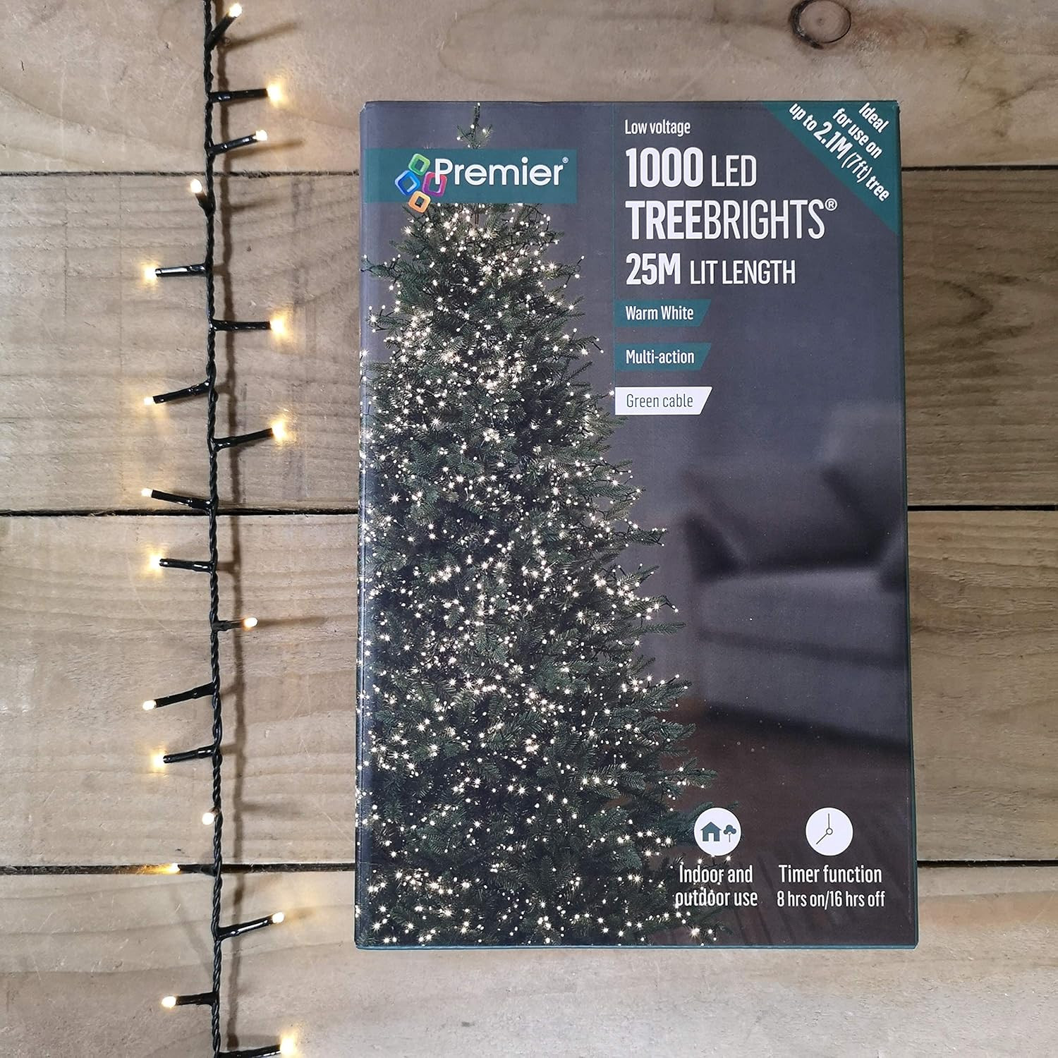 Premier Decorations - 1000 Multi Action TreeBrights LED Lights with Timer - Warm White | Amazon (UK)