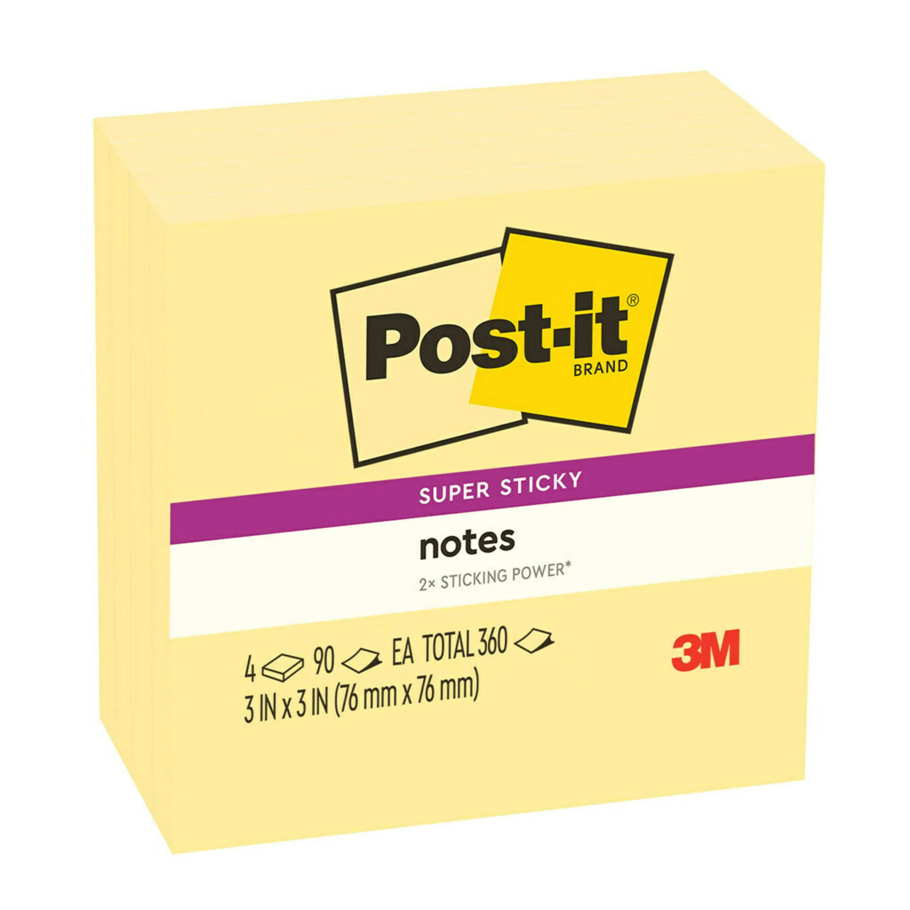 Post-it Super Sticky Notes, 3" x 3", Canary Yellow, 4 Pads | Walmart (US)