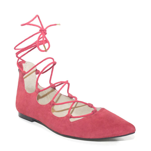 Lonia Shoes Women's Lauren Red Suede Lace Flats (Extended Size 10 - 14) | Bed Bath & Beyond