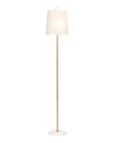 62in Metal Floor Lamp With Scalloped Shade | Furniture & Lighting | Marshalls | Marshalls