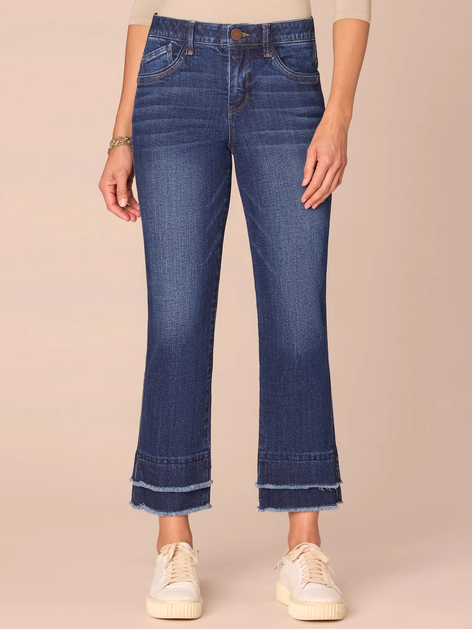 "Ab"solution® Mid-Rise Double Layer Fray Hem Petite Kick Flare Jeans | Democracy Clothing