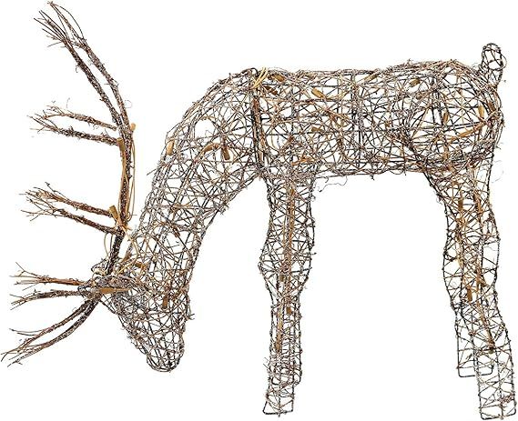 Alpine Corporation Outdoor/Indoor Rattan Grazing Reindeer with Lights - Christmas and Holiday Dec... | Amazon (US)