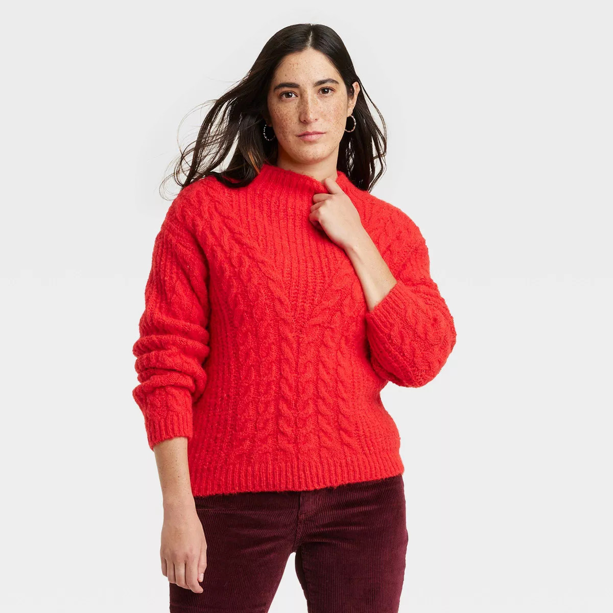 Women's Cable Mock Turtleneck Pullover Sweater - Universal Thread™ | Target