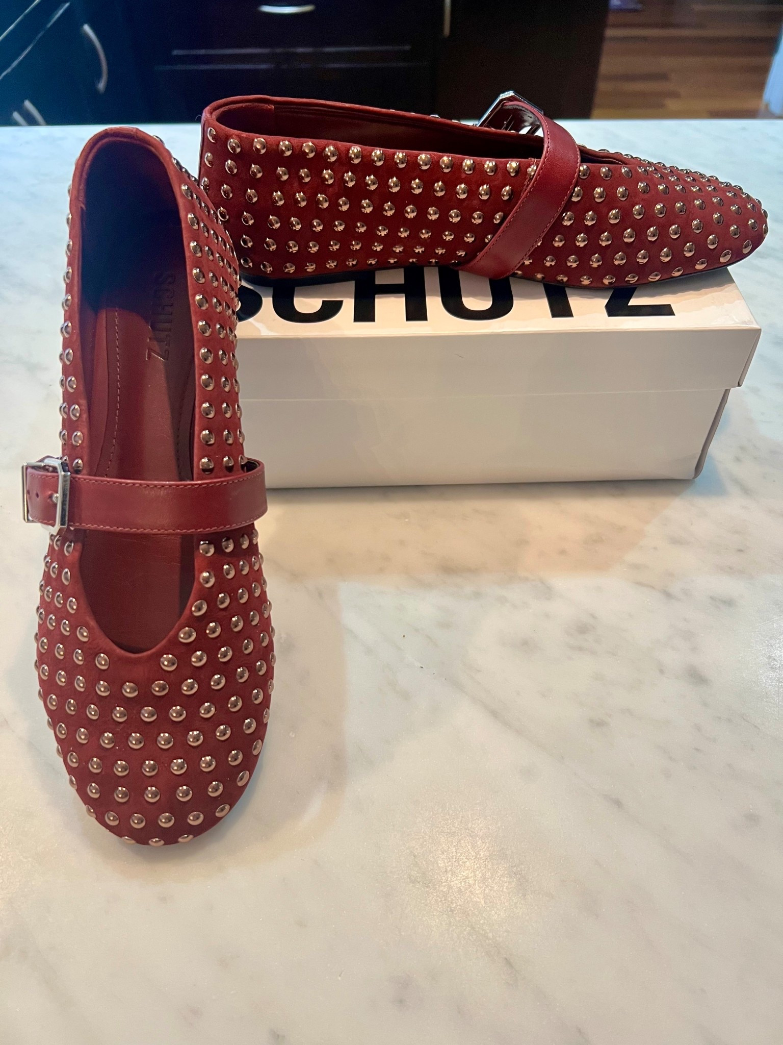red studded mary jane flats 

#LTKSeasonal #LTKootd #LTKOver40
