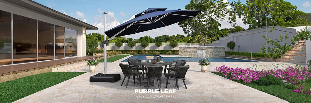 PURPLE LEAF Morden White Outdoor Umbrella Premium Aluminum Patio Cantilever Pool Sun Umbrellas | Purple Leaf