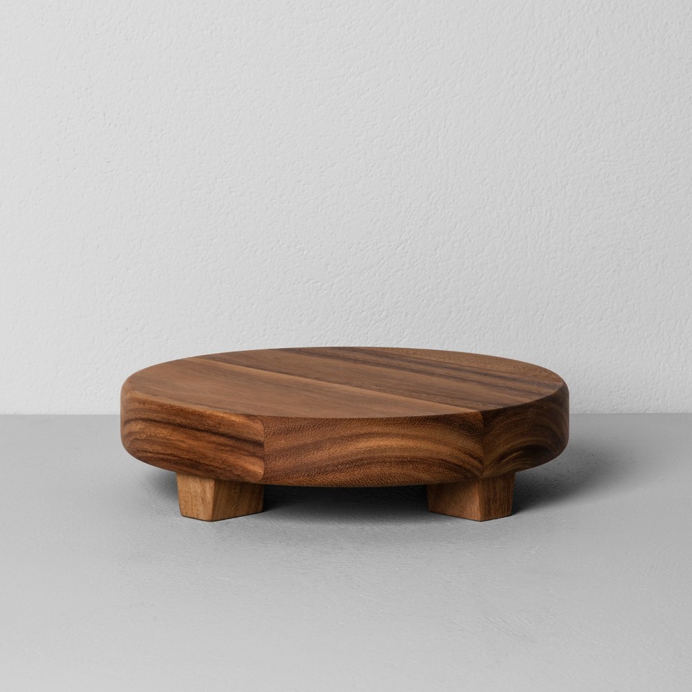 Acacia Wood Round Footed Tray Medium - Hearth & Hand with Magnolia, Brown | Target