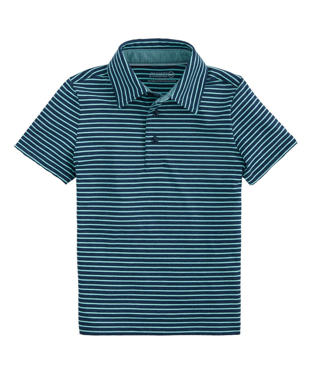 vineyard vines Boys' Polo Shirts 0397 - Marina Heather Mini-Stripe Nantz Polo - Boys | Zulily