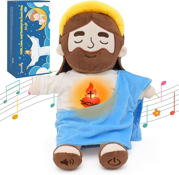 Soothing Jesus Plush Toys with Light & Sound, 15" Jesus Stuffed Breathing Plushy Doll, Christian ... | Amazon (US)