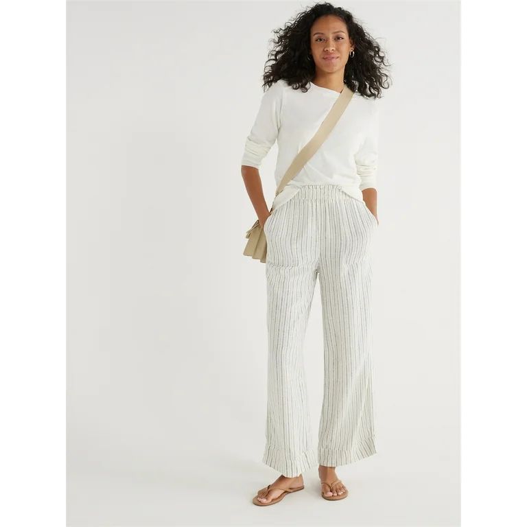 Time and Tru Women's Linen Blend Pants with Smocked Waist, 29" Inseam, Sizes XS-XXXL - Walmart.co... | Walmart (US)