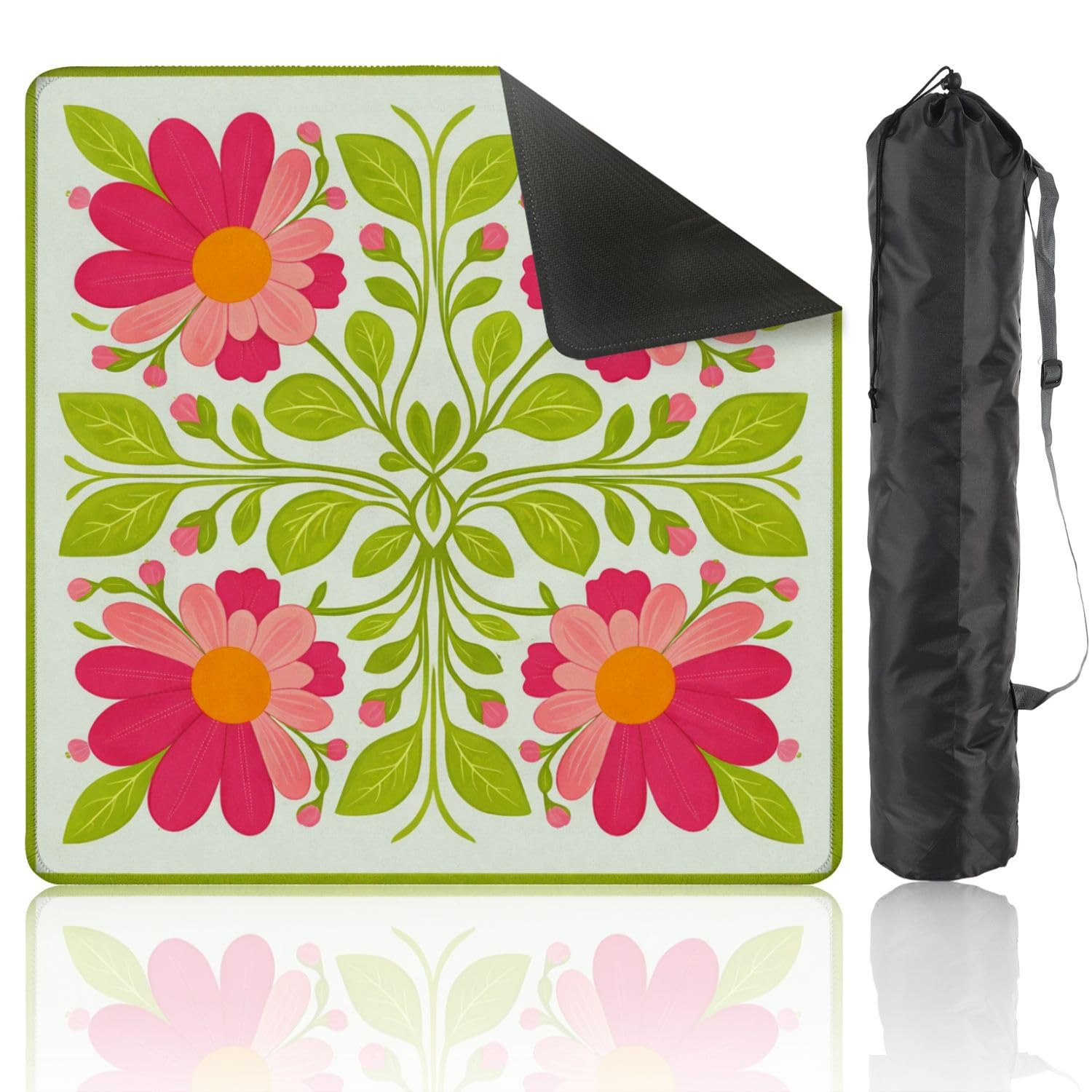 Mahjong Mat with Carrying Bag 31.5" x 31.5" Non-Slip Noise Reduction Floral Bright Pink Orange Fl... | Amazon (US)