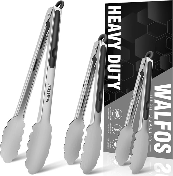 Walfos Kitchen Tongs-7",9" and 12" Heavy Duty Food Tongs, 430 Premium Stainless Steel and Non-Sli... | Amazon (CA)