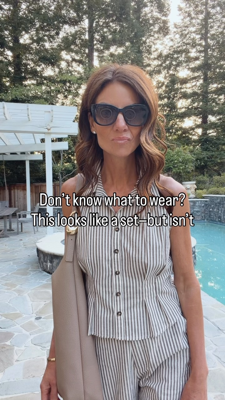 What to wear when you don’t know what to wear — easy matching set outfit (actually separates)

Don’t know what to wear? This is my easiest go-to. Looks like a tailored set, but it’s two pieces so you can mix and match.

Lightweight, flattering wide-leg pants + a structured top, styled with my $60 jelly sandals and an oversized bag.

I have 5'7" tall. I'm wearing a small on top and extra small on the bottom. ￼

#LTKootd #LTKOver40 #LTKWorkwear