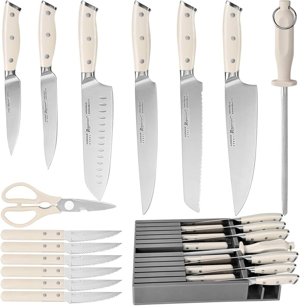 ROMANTICIST 16-Piece German Stainless Steel Sturdy Durable Kitchen Knives, Razor Sharp,Knife Set ... | Amazon (US)