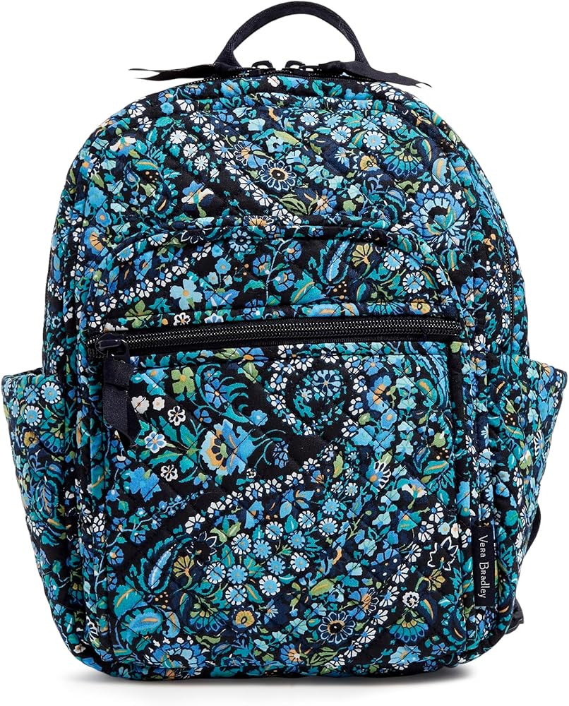 Vera Bradley Women's Cotton Small Backpack, Dreamer Paisley - Recycled Cotton, One Size | Amazon (US)