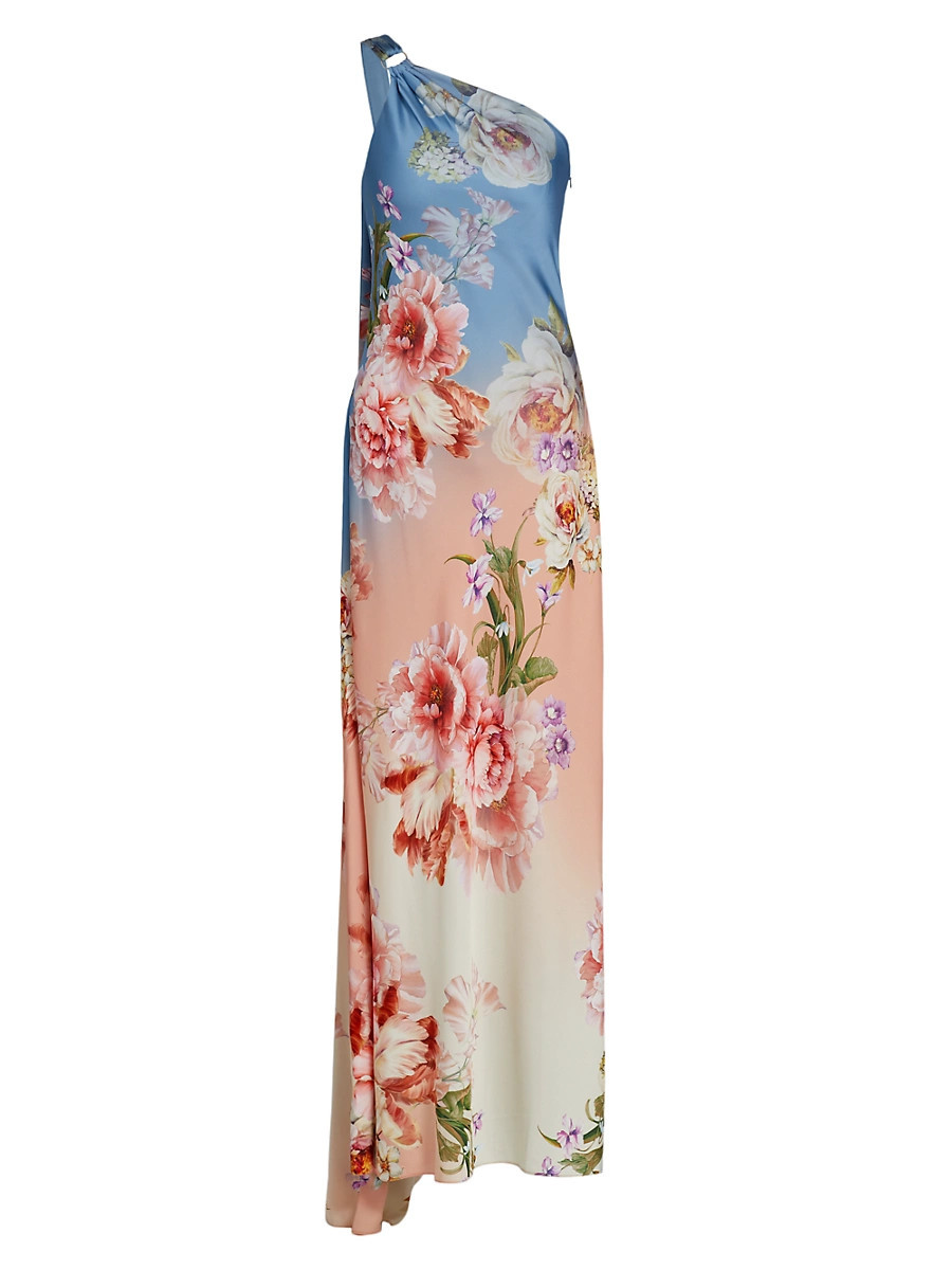 Women's Kavi Floral One-Shoulder Gown - Pink Blue Mix - Size XL | Saks Fifth Avenue