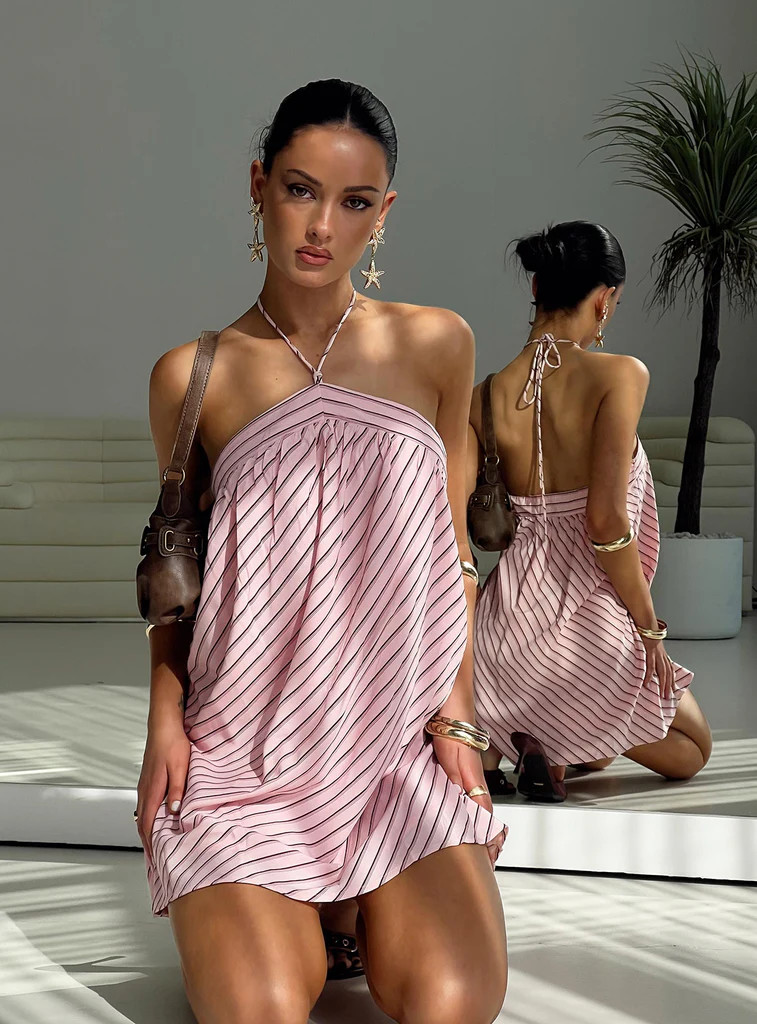 Moonlit Mini Dress Pink Stripe | Princess Polly AU