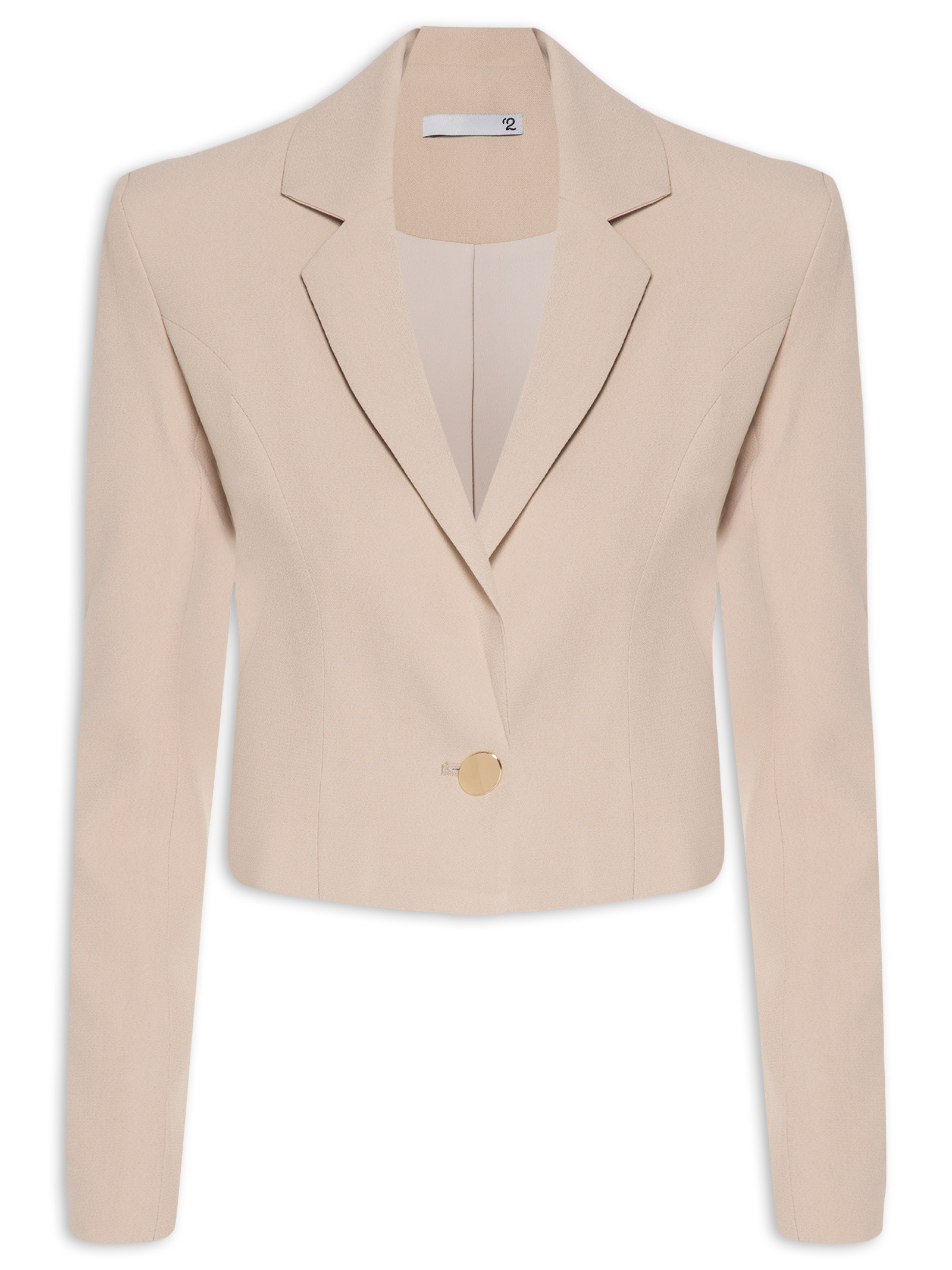 BLAZER FEMINNO CROPPED EM CREPE - BEGE | Shop2gether (BR)