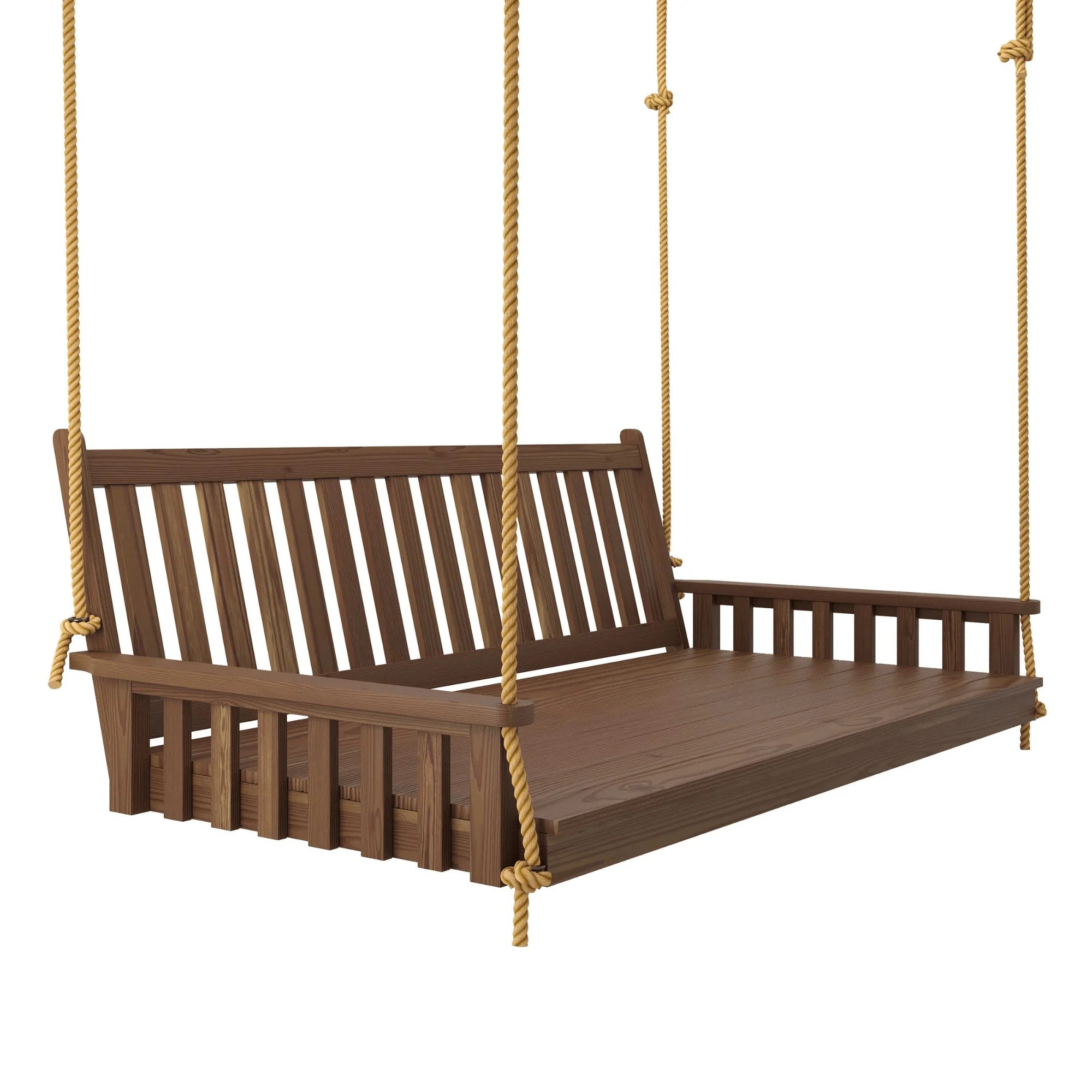 Keystone Amish Co. 6 Foot Franklin Porch Swing Bed with Ropes, Mushroom Stain | Walmart (US)