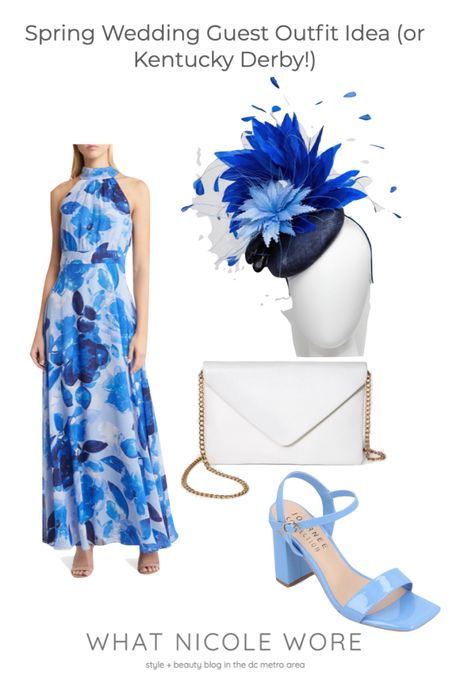 Get ready for spring weddings with this gorgeous blue maxi dress! Styled it here for Kentucky Derby, a wedding, or even a gender reveal (just skip the fascinator) 

#LTKunder100 #LTKwedding #LTKstyletip