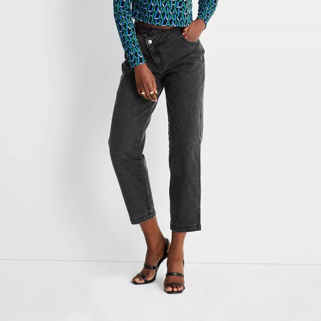 Women's High-Rise Overlap Waist Straight Leg Jeans - Future Collective™ with Kahlana Barfield B... | Target
