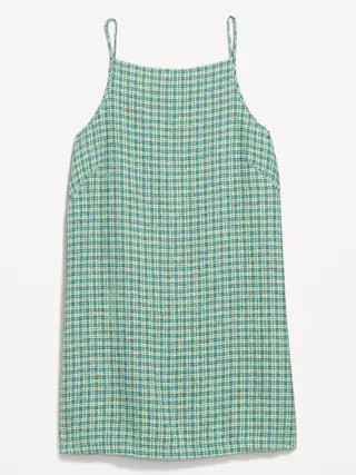 Linen-Blend Apron-Neck Mini Shift Dress | Old Navy (US)