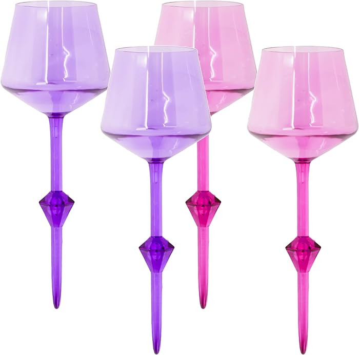COMFY FLOATS 4 Pack Floating Wine Glasses for Pool, Lake, & Hot Tub (18 Oz | Set of 4) - Red/Pink | Amazon (US)
