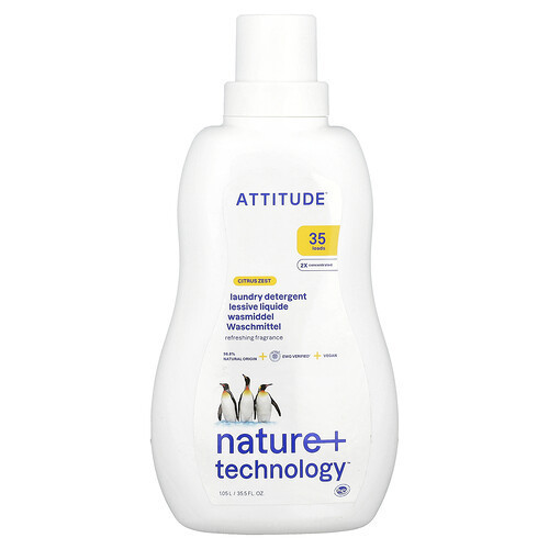 ATTITUDE, Laundry Detergent, Citrus Zest, 35.5 fl oz (1.05 l) | iHerb