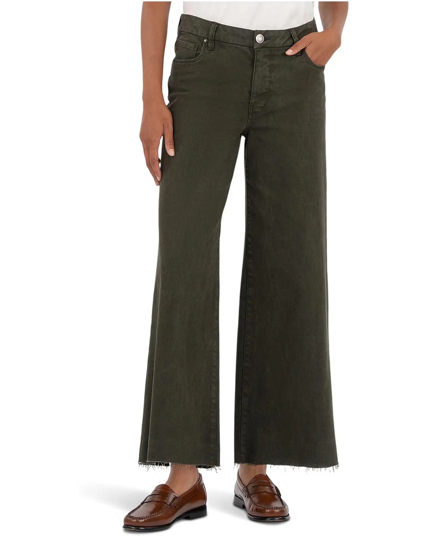 Meg High-rise Fab Ab Wide Leg Raw Hem In Sherwood Forest | Zappos