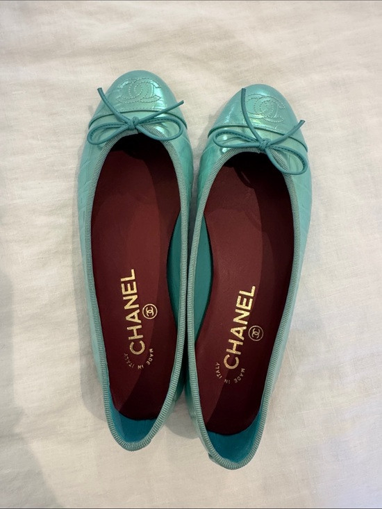 CHANEL Iridescent Aqua Ballet Flats with Bow NWT and Box | Poshmark