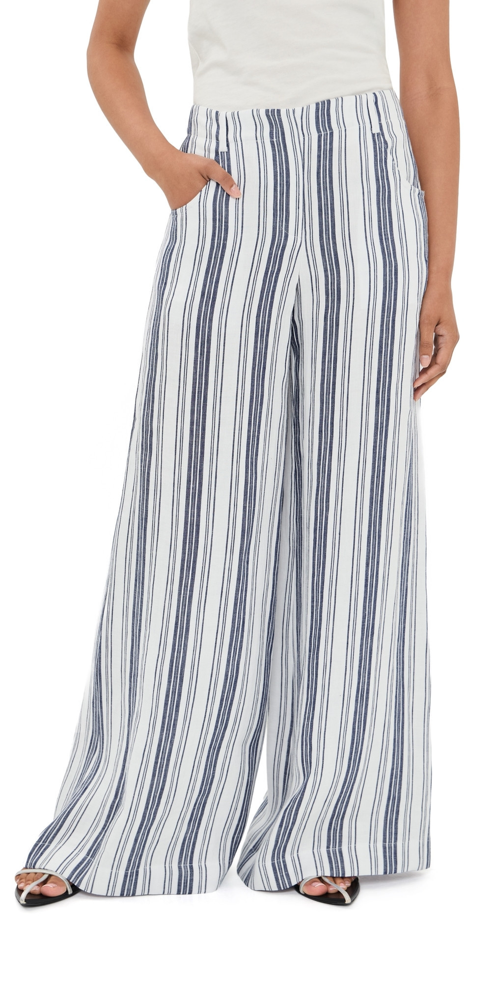 TWP Demie Pants IVORY / NAVY 6 | Shopbop