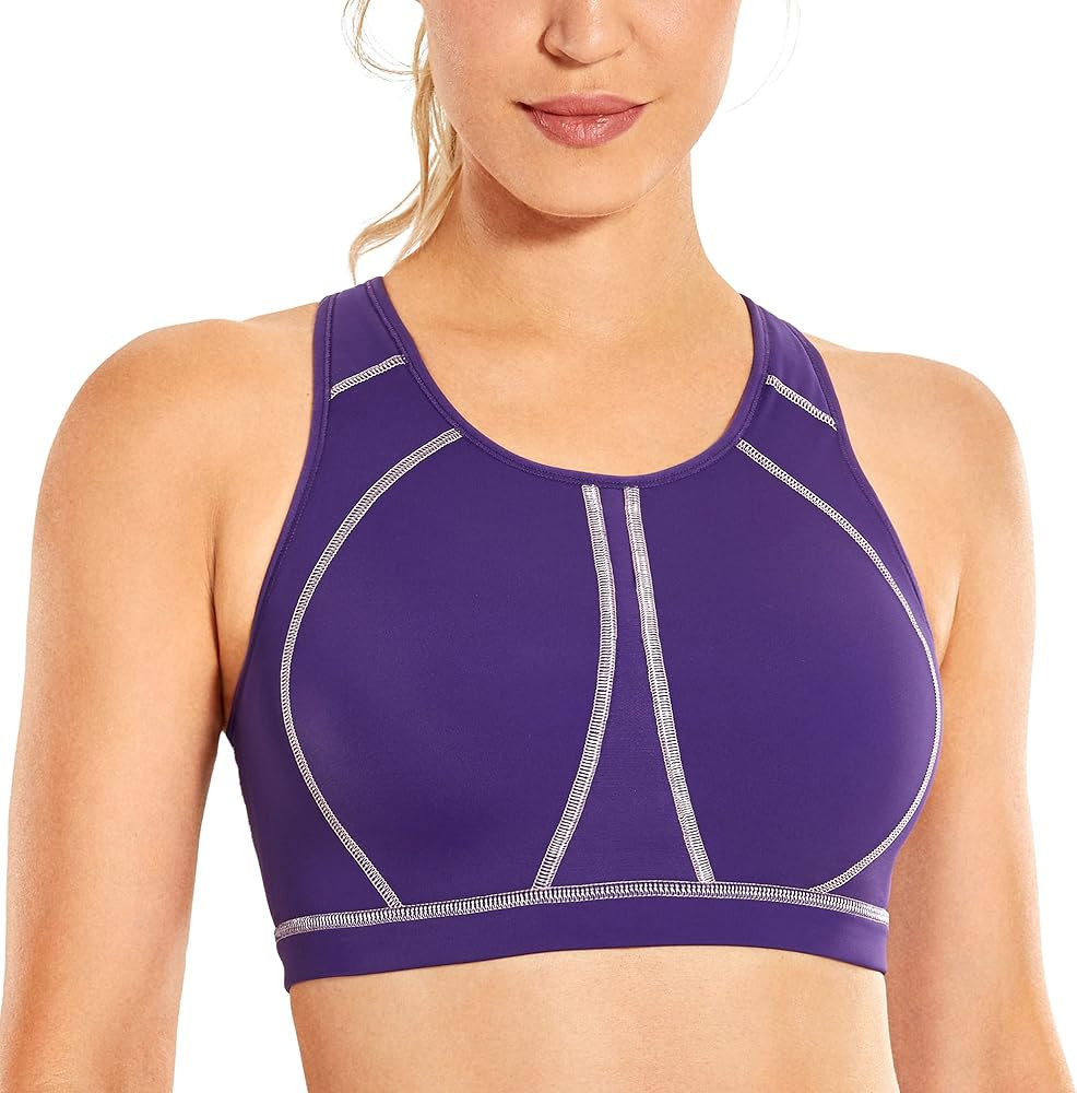 SYROKAN High Neck Plus Size Sports Bras for Women High Support Racerback Full Coverage Padded Wir... | Amazon (US)