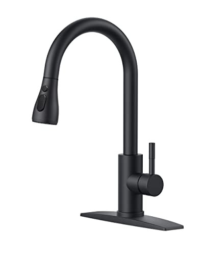 FORIOUS Black Kitchen Faucets, Kitchen Faucet with Pull Down Sprayer, High Arc Single Handle Stainless Steel Sink Faucets 1 or 3 Hole, Classic Kitchen Sink Faucets for Farmhouse Camper Laundry Rv Bar | Amazon (US)