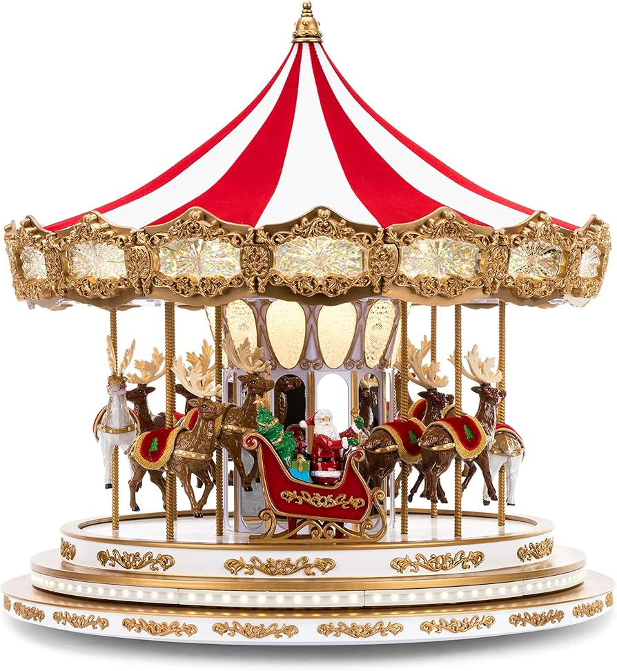 Mr. Christmas Regal Carousel Musical Animated Indoor Christmas Decoration, 17 Inch, White | Amazon (US)