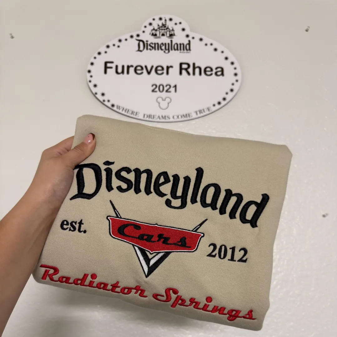 Disneyland Embroidered Sweatshirt, Disneyland Sweater, Disneyland Outfit, Embroidery, Disney Cars... | Etsy (US)