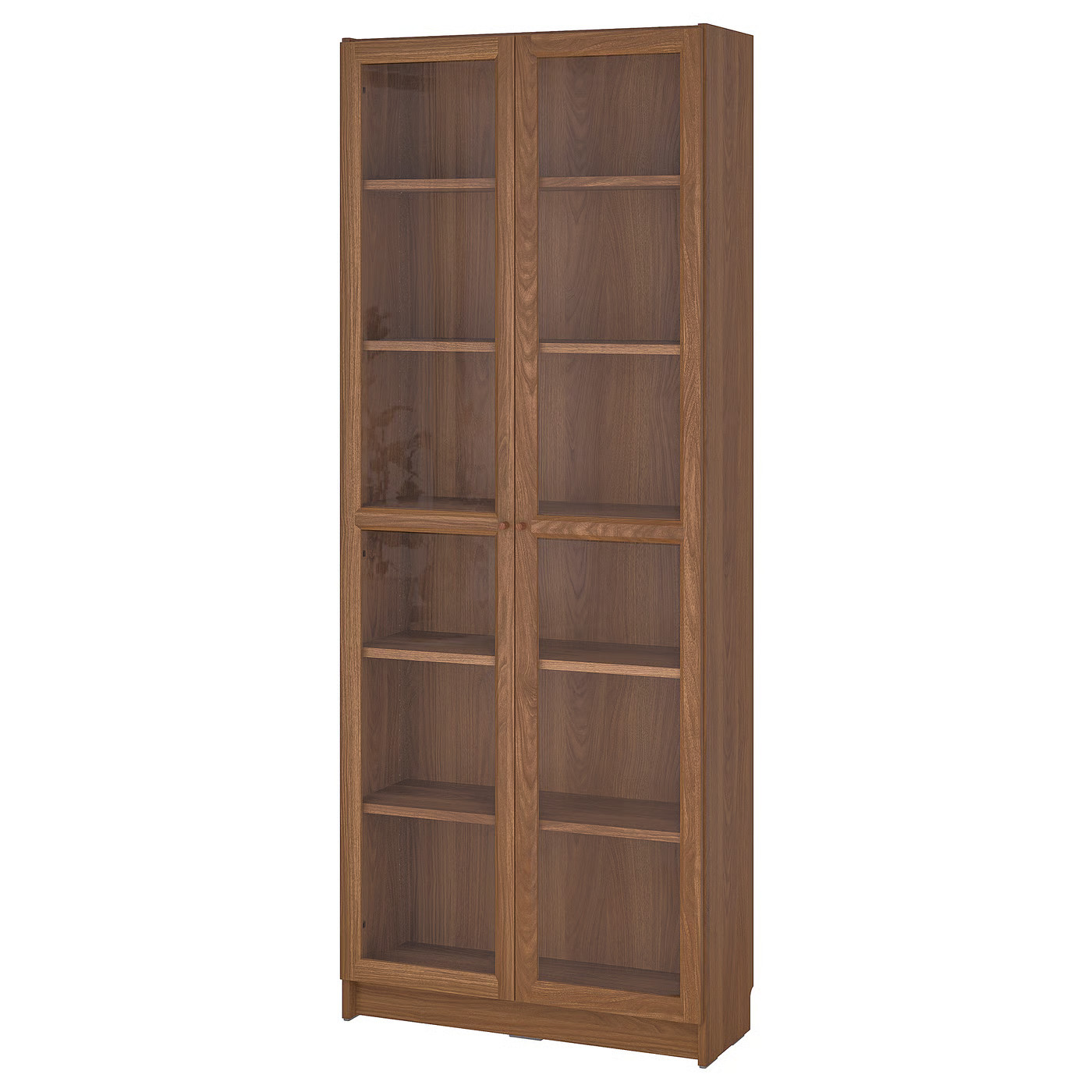 BILLY / OXBERG Bookcase w glass doors, brown walnut effect, 31 1/2x11 3/4x79 1/2 " | IKEA US