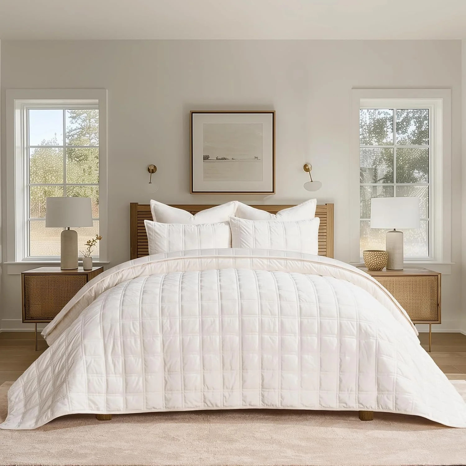 EVERGRACE 3 Pieces Luxurious Velvet Quilt King Size, Ultra Soft Bedspread Coverlet Set, Double Bo... | Walmart (US)