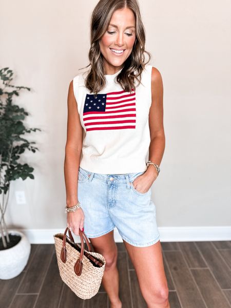 4th of July outfit idea!!! Wearing a small in this flag sweater 

#LTKSeasonal #LTKFindsUnder100 #LTKFindsUnder50