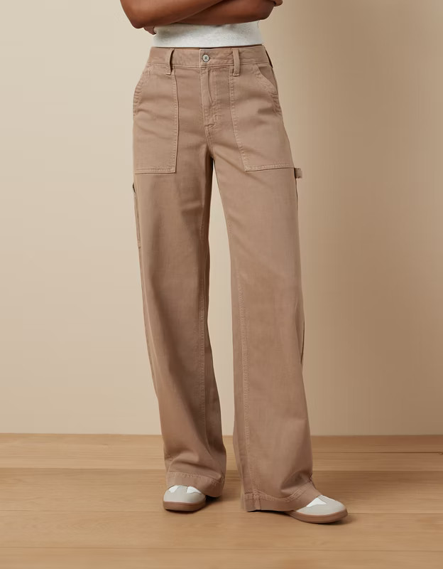 AE Dreamy Drape Woven Super High-Waisted Baggy Wide-Leg Pant | American Eagle Outfitters (US & CA)