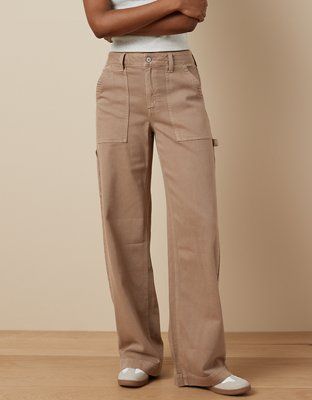AE Dreamy Drape Woven Super High-Waisted Baggy Wide-Leg Pant | American Eagle Outfitters (US & CA)