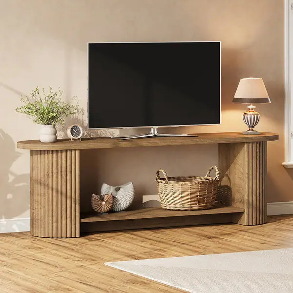 63" Fluted TV Stand, Farmhouse Entertainment Center Media Console Stand | Bed Bath & Beyond