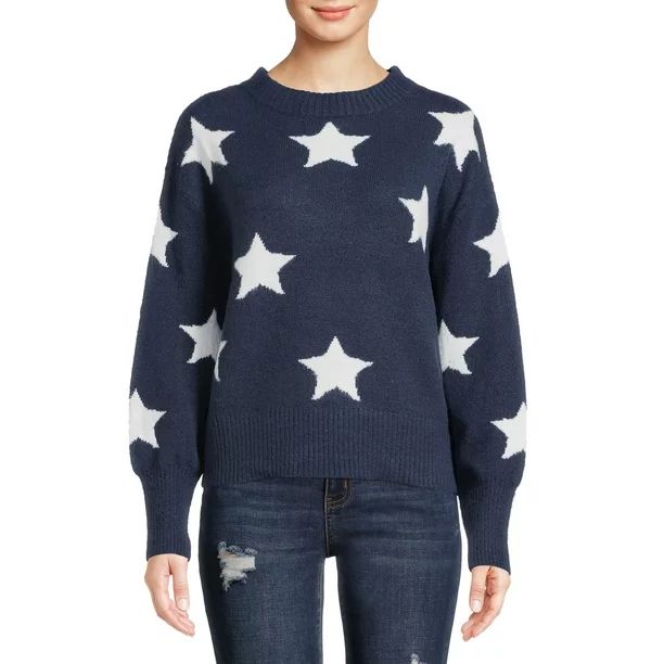 Heart N Crush Women's All Over Stars Pullover Sweater - Walmart.com | Walmart (US)
