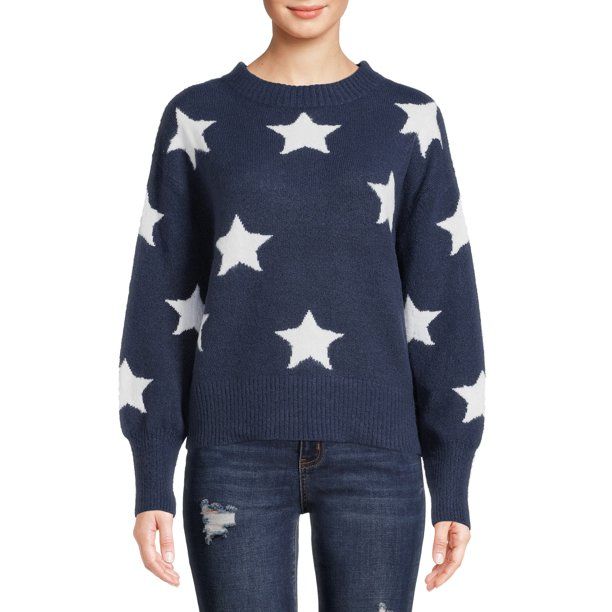 Heart N Crush Women's All Over Stars Pullover Sweater - Walmart.com | Walmart (US)