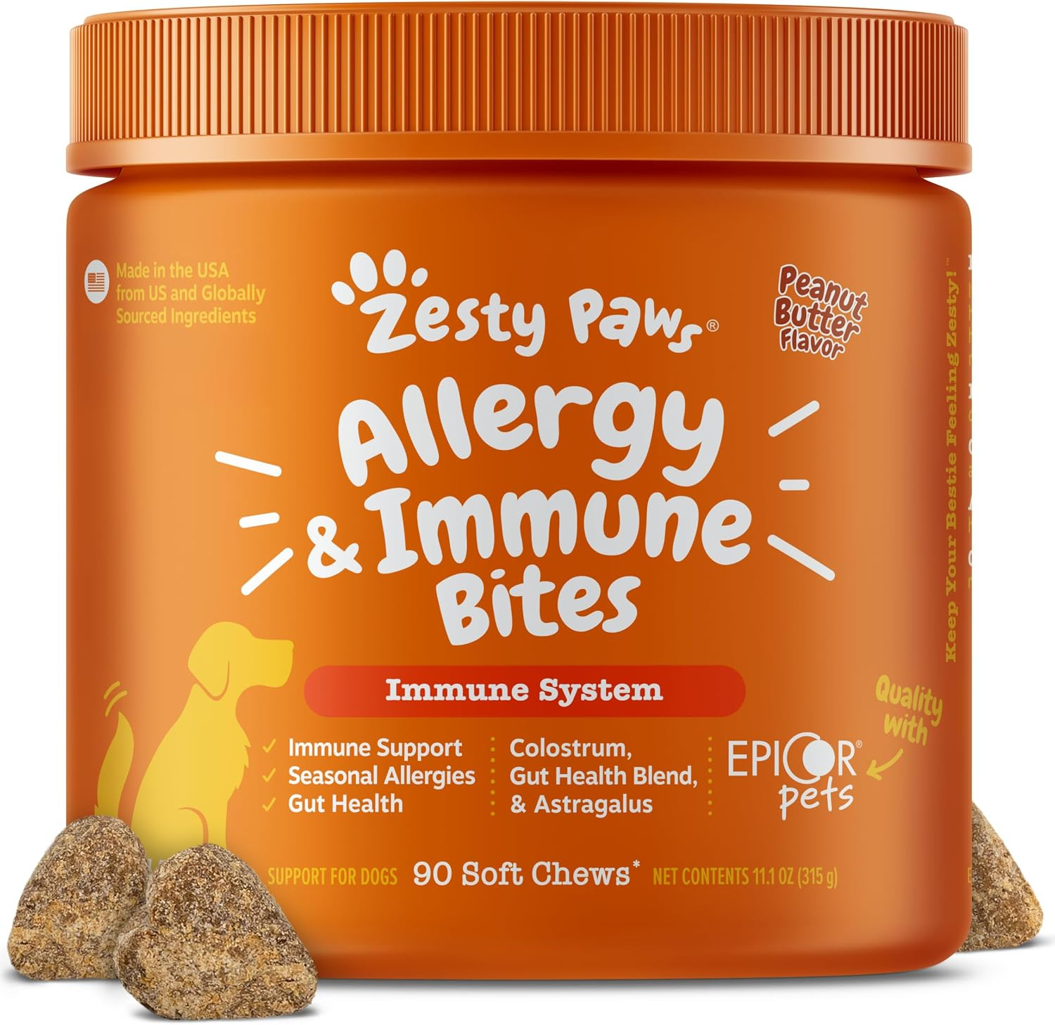 Zesty Paws Dog Allergy Chews - Dog Allergy Relief, Peanut Butter, 90 Ct | Amazon (US)