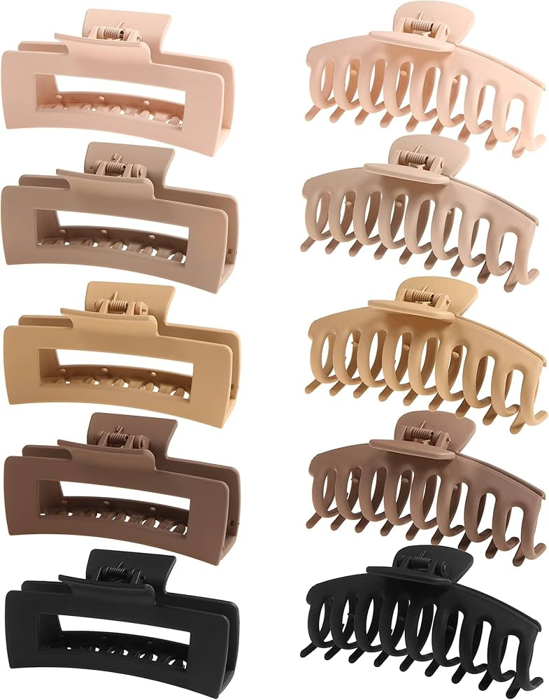 SHALAC Large Claw Clips for Thick Hair, 10 Pack 4.4 Inch, Nonslip Clips Big Hair Claw, Multi Colo... | Amazon (US)