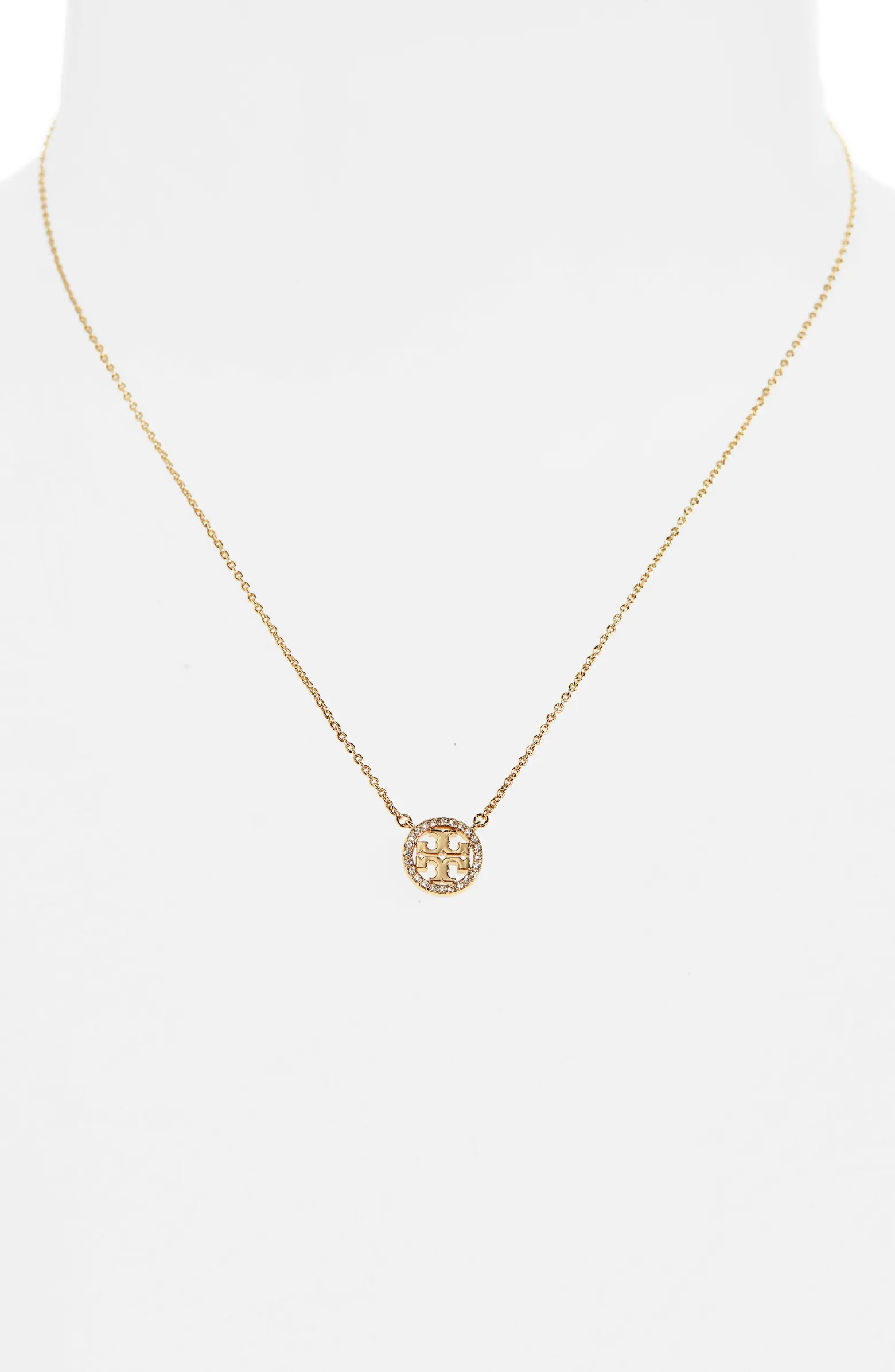 Tory Burch Pavé Logo Pendant Necklace | Nordstrom | Nordstrom